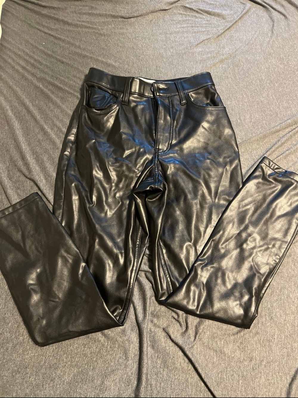 Abercrombie & Fitch Black Vegan Leather High-Rise Pants
